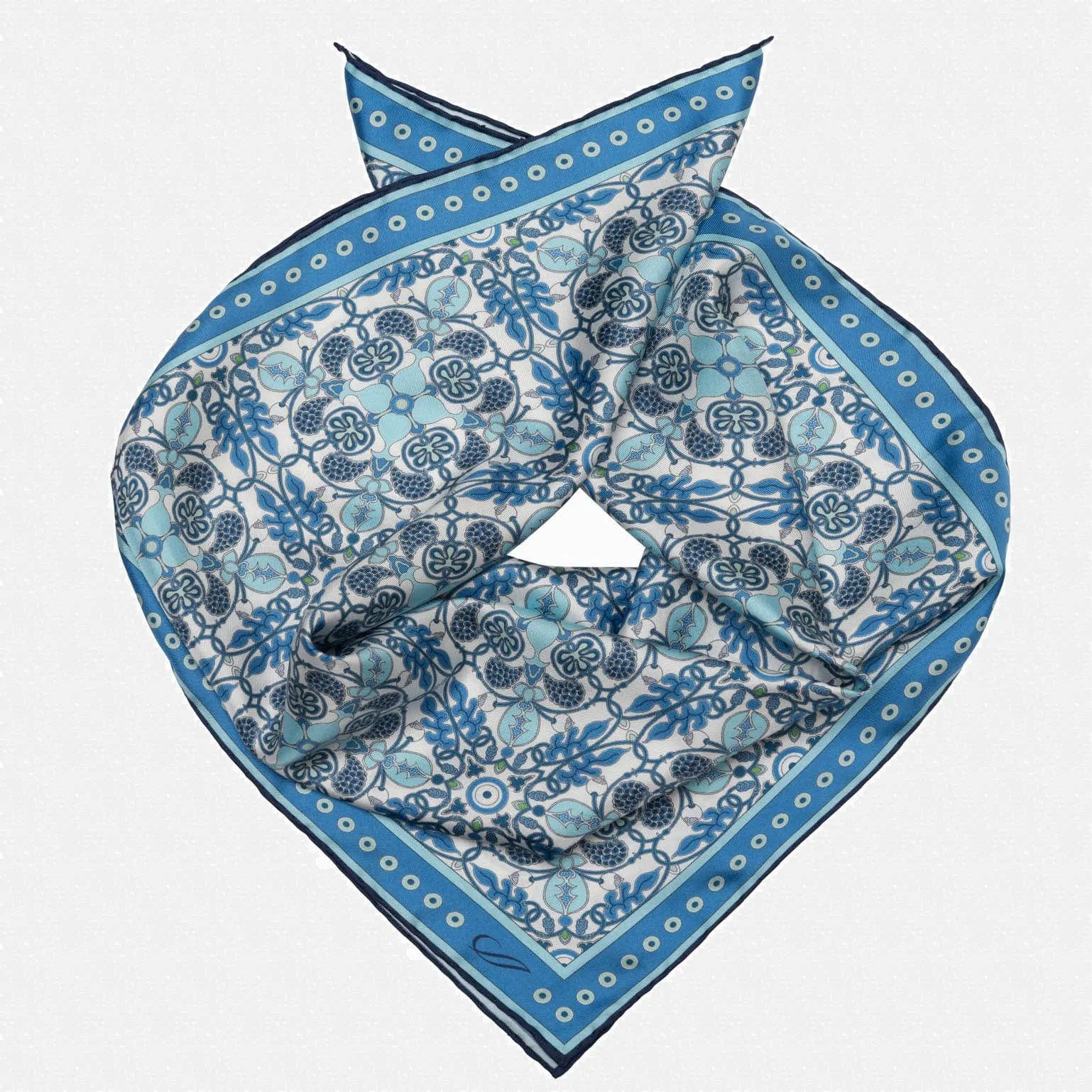 Barbaresco - Hand Rolled Silk Neckerchief - Blue